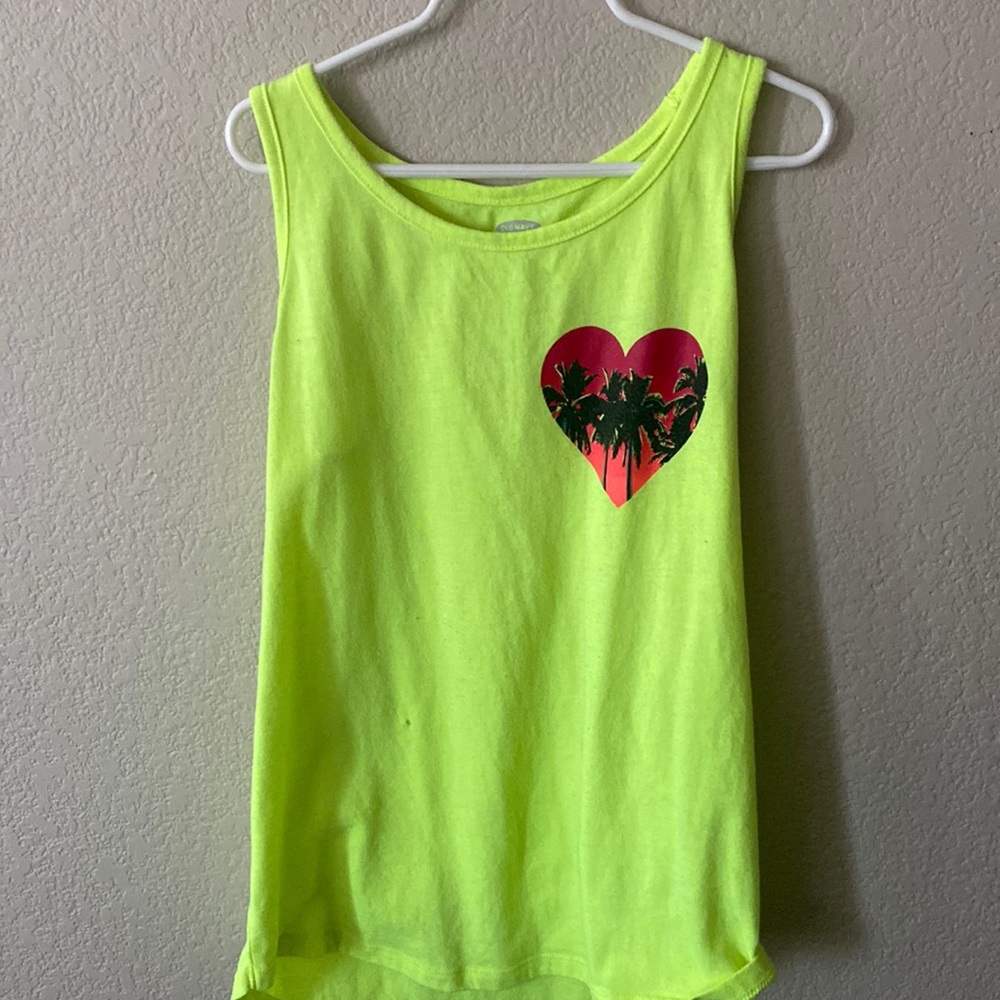 Old Navy Girls Tank Top Palm Trees + Heart